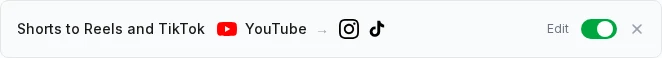 Ferryman sync-flow row with YouTube as origin and Instagram and TikTok as enabled destinations.